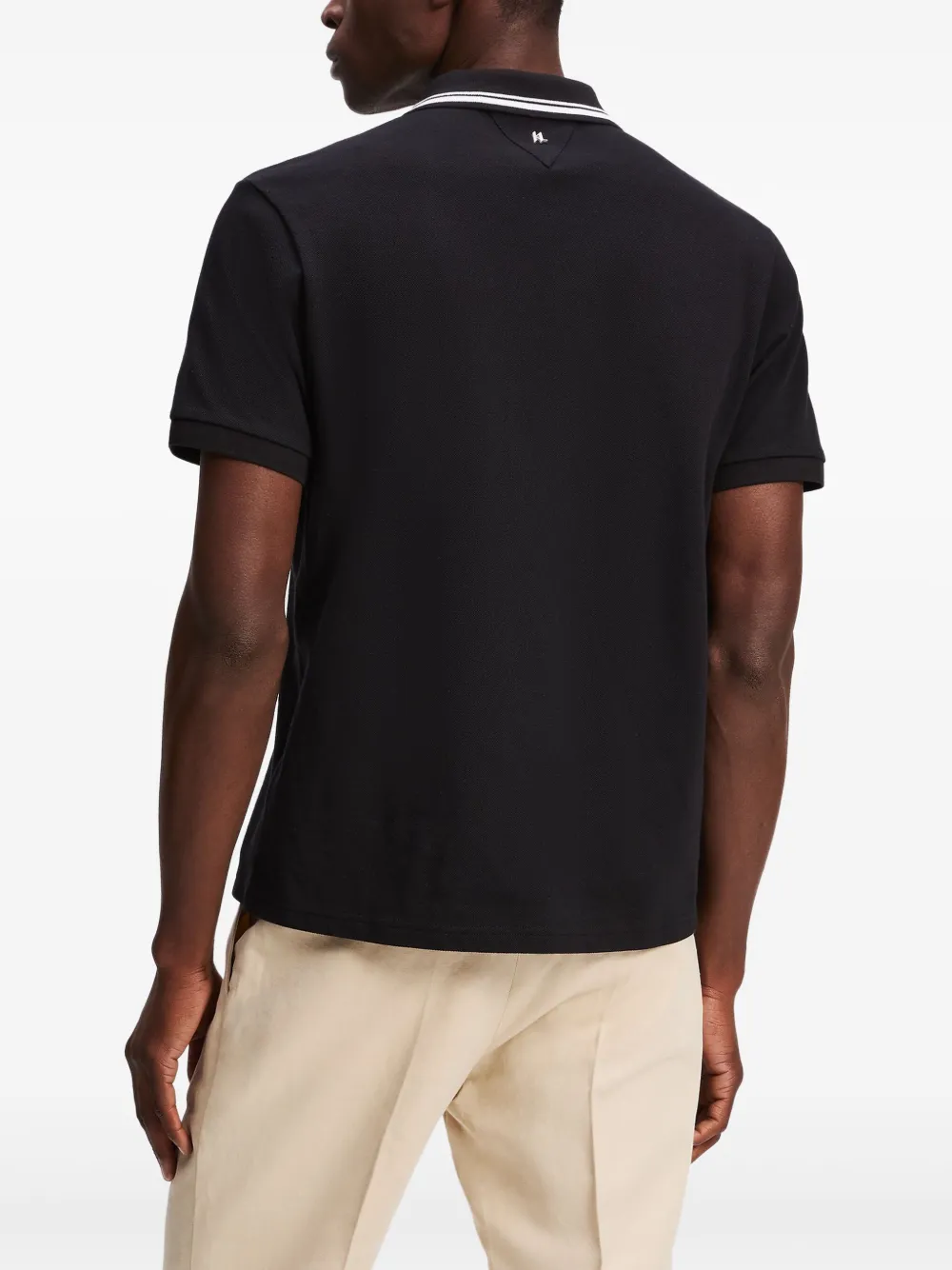 Karl Lagerfeld Poloshirt met contrasterende afwerking Zwart