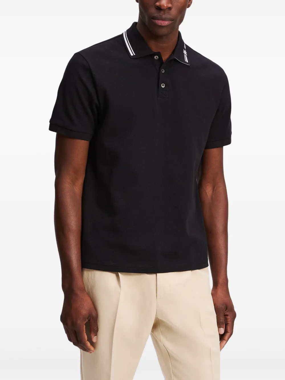 Karl Lagerfeld Poloshirt met contrasterende afwerking Zwart