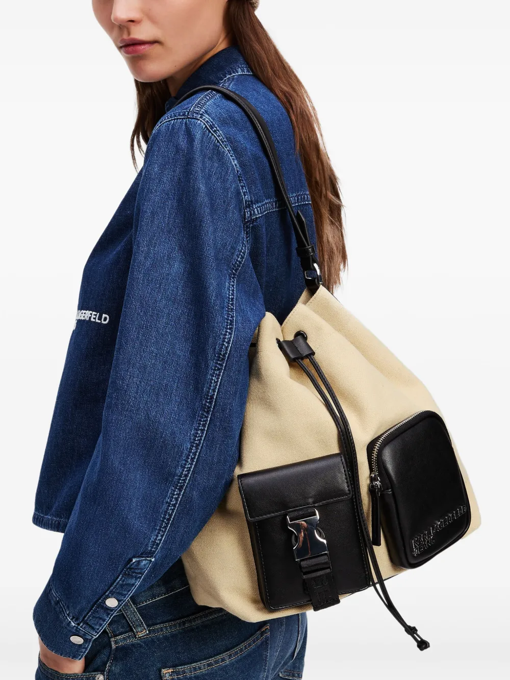 Karl Lagerfeld Jeans KLJ canvas bucket bag | Image 2