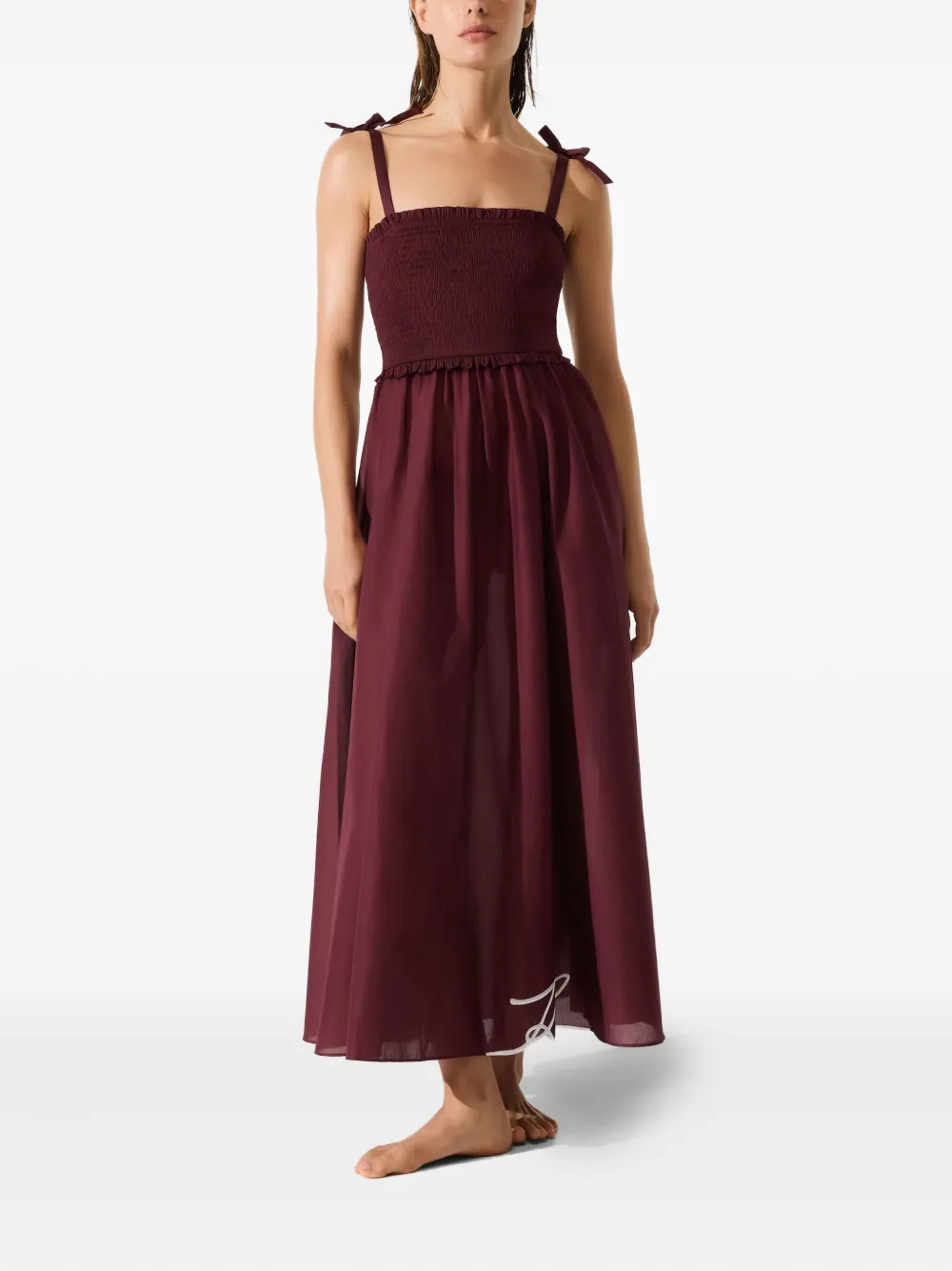 Karl Lagerfeld Signature strandjurk met gesmockt vlak Rood