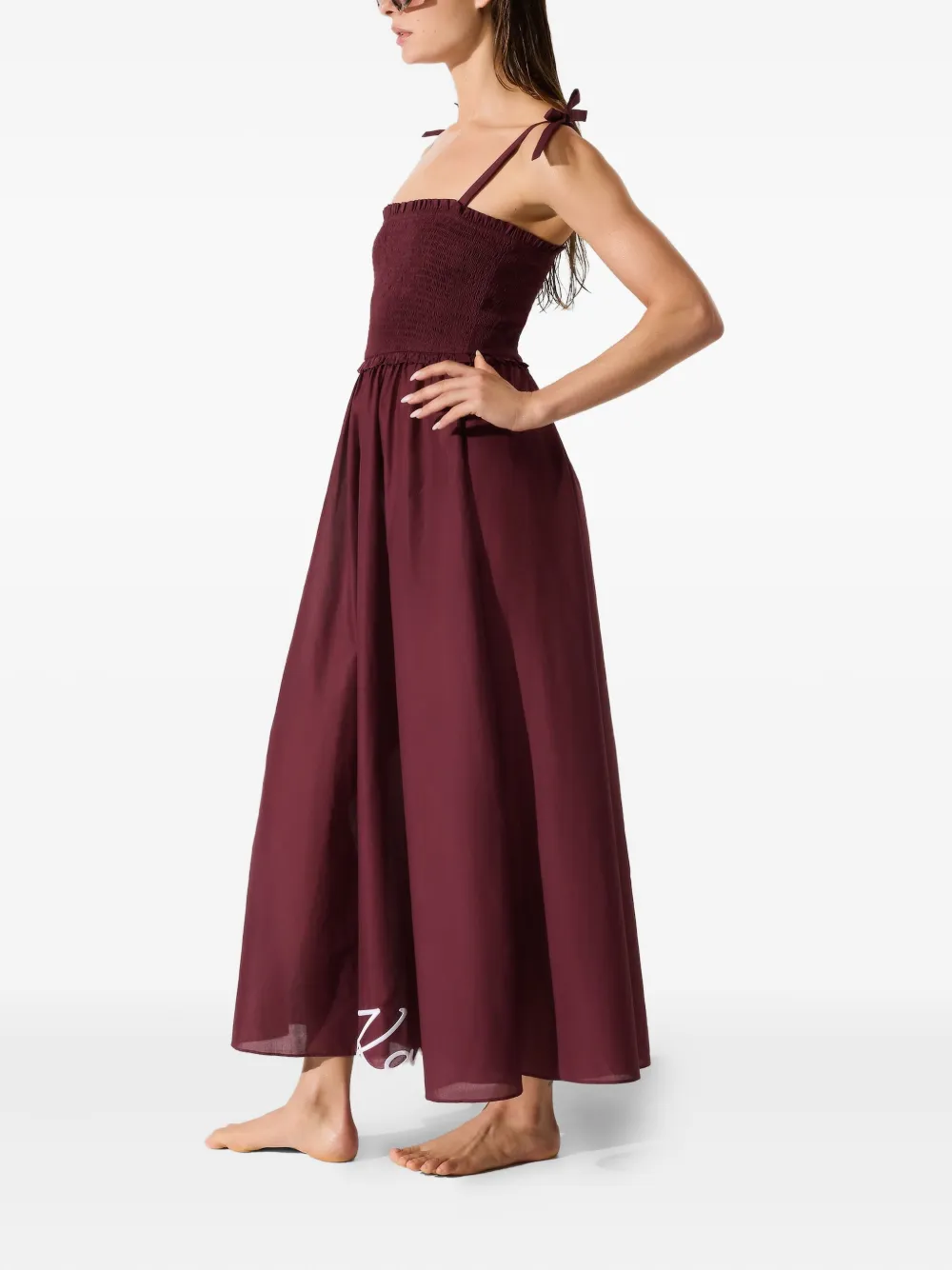 Karl Lagerfeld Signature strandjurk met gesmockt vlak Rood