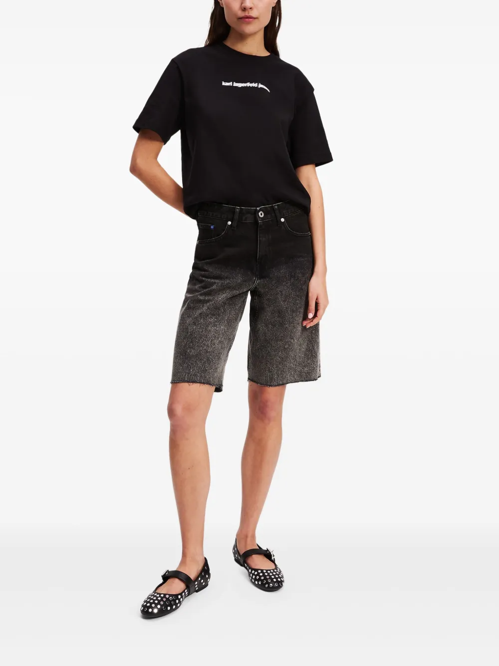 Karl Lagerfeld Jeans Ombre denim shorts Zwart