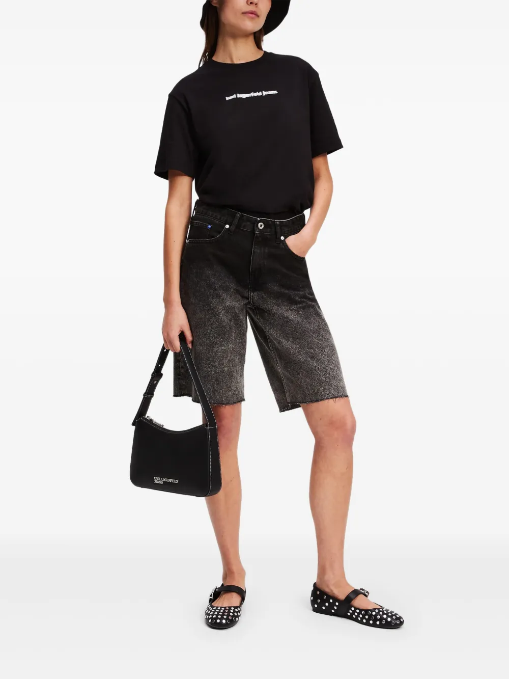 Karl Lagerfeld Jeans Ombre denim shorts - Zwart
