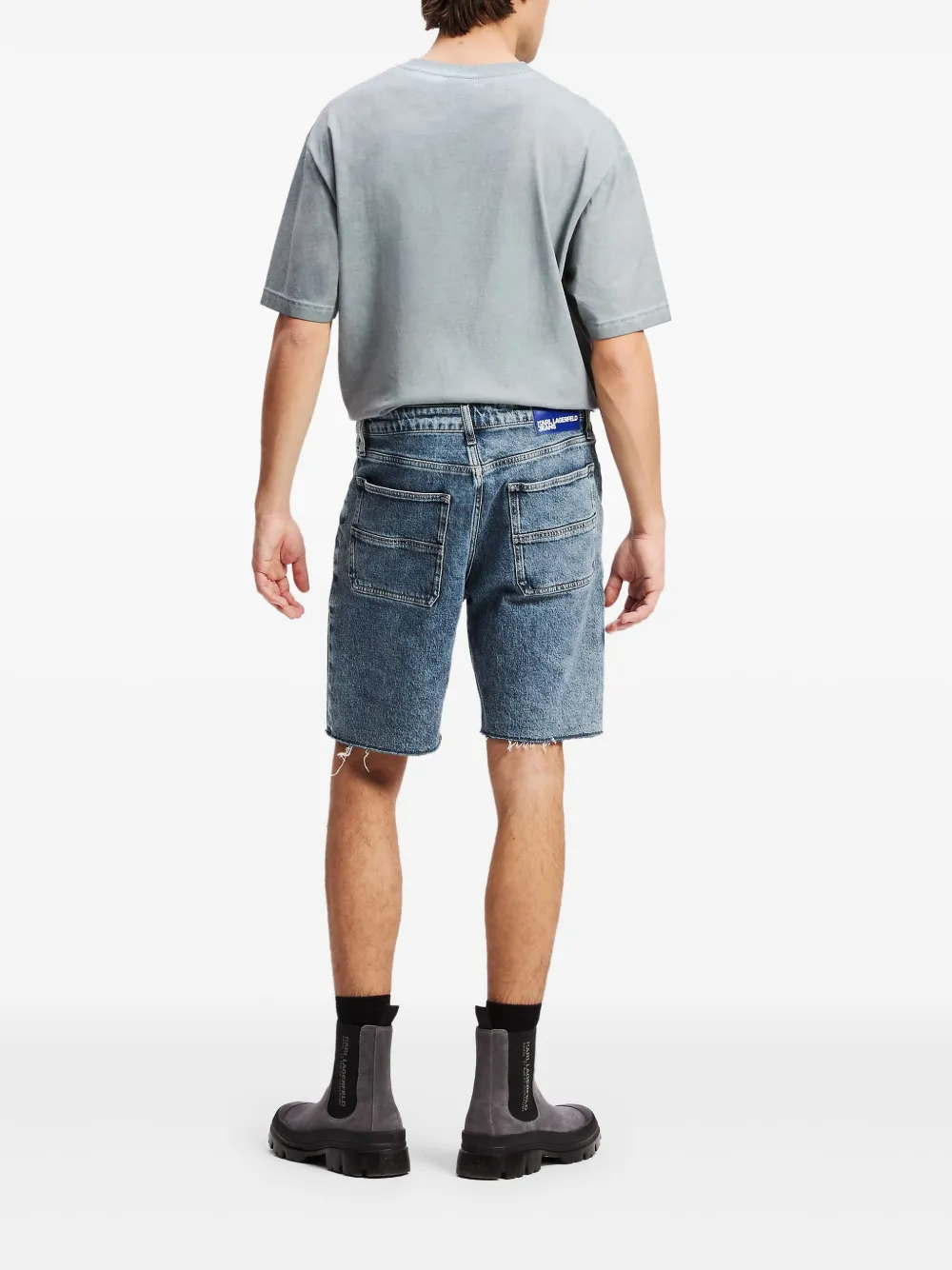 Karl Lagerfeld Jeans Shorts met gerafelde afwerking Blauw