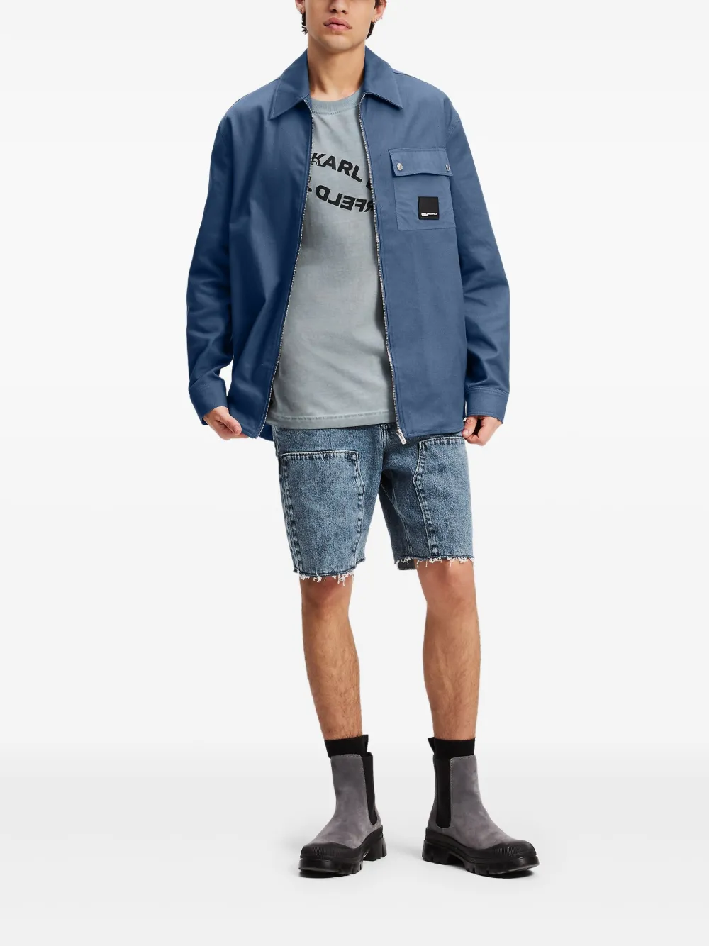 Karl Lagerfeld Jeans Shorts met gerafelde afwerking - Blauw
