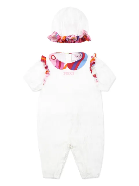 PUCCI Junior embroidered logo romper set 
