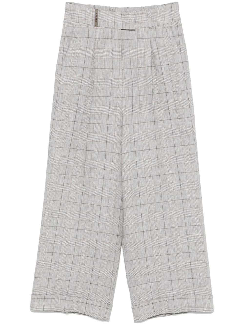 Peserico Prince of Wales-check linen trousers | Grey | Image 1