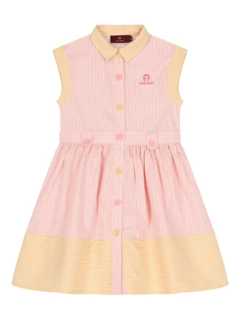 Aigner Kids logo-embroidered striped dress