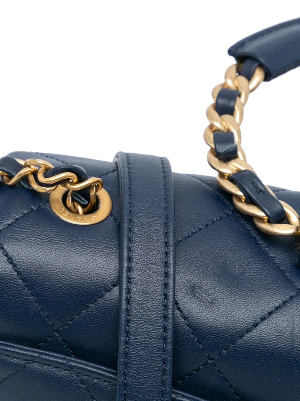 Pre-owned Chanel 2019 Medium Lambskin In The Loop Flap Satchel In Blue