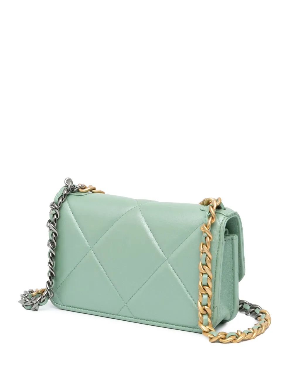 CHANEL Pre-Owned 2021-2024 19 Clutch with Chain lamsleren boekentas - Groen