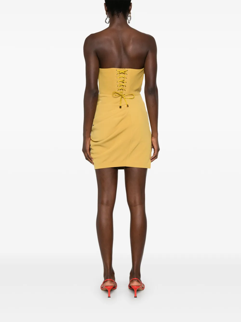 Elisabetta Franchi Crêpe mini-jurk met strikdetail Geel