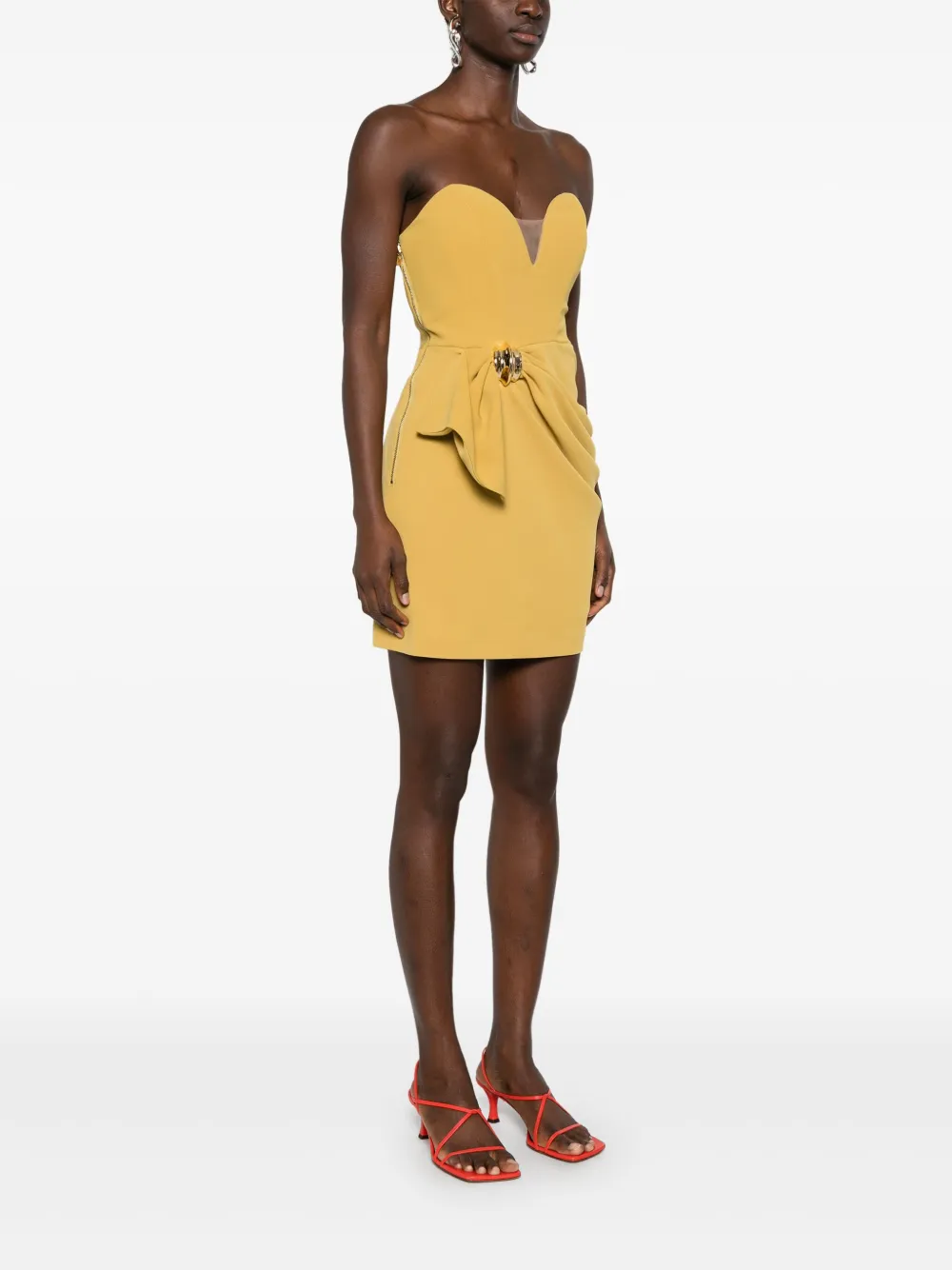 Elisabetta Franchi Crêpe mini-jurk met strikdetail Geel