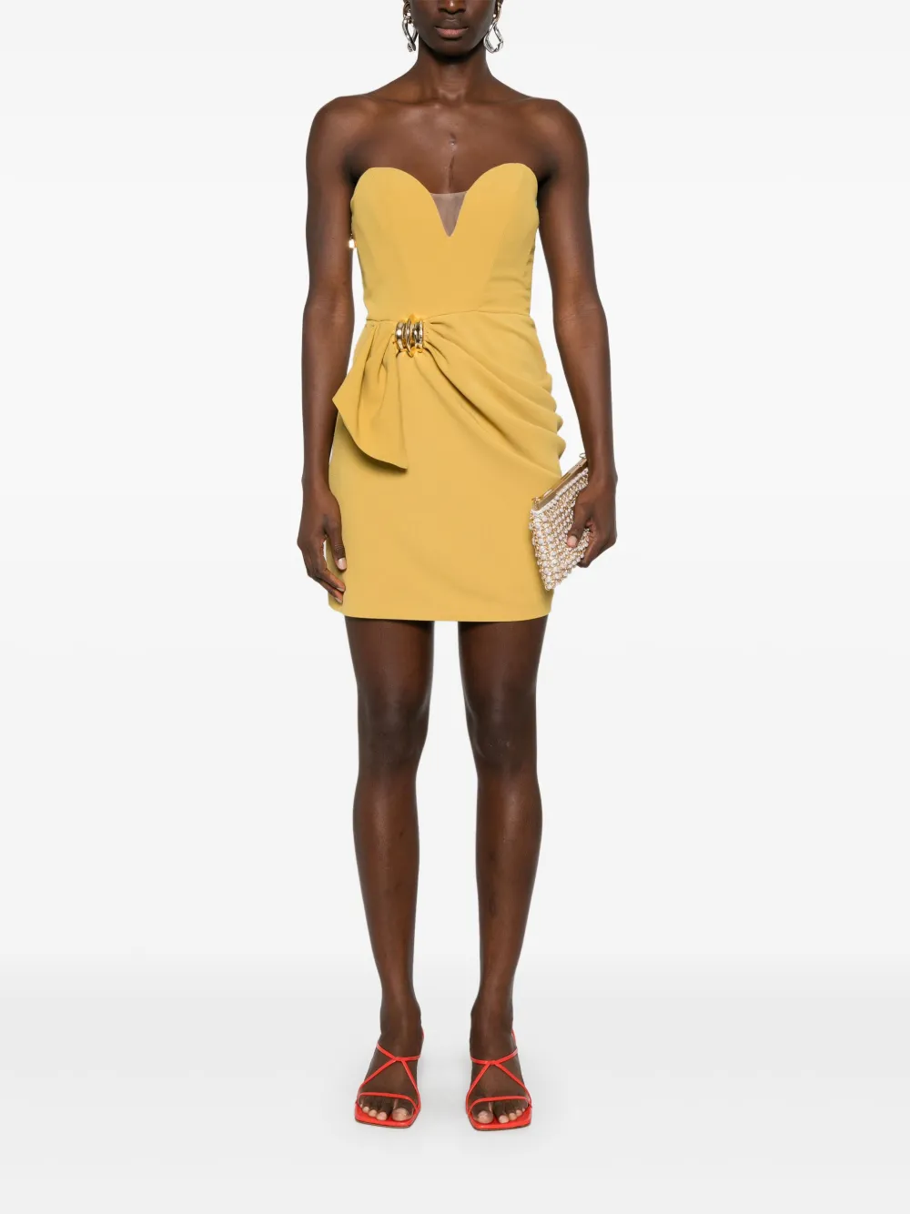 Elisabetta Franchi Crêpe mini-jurk met strikdetail Geel