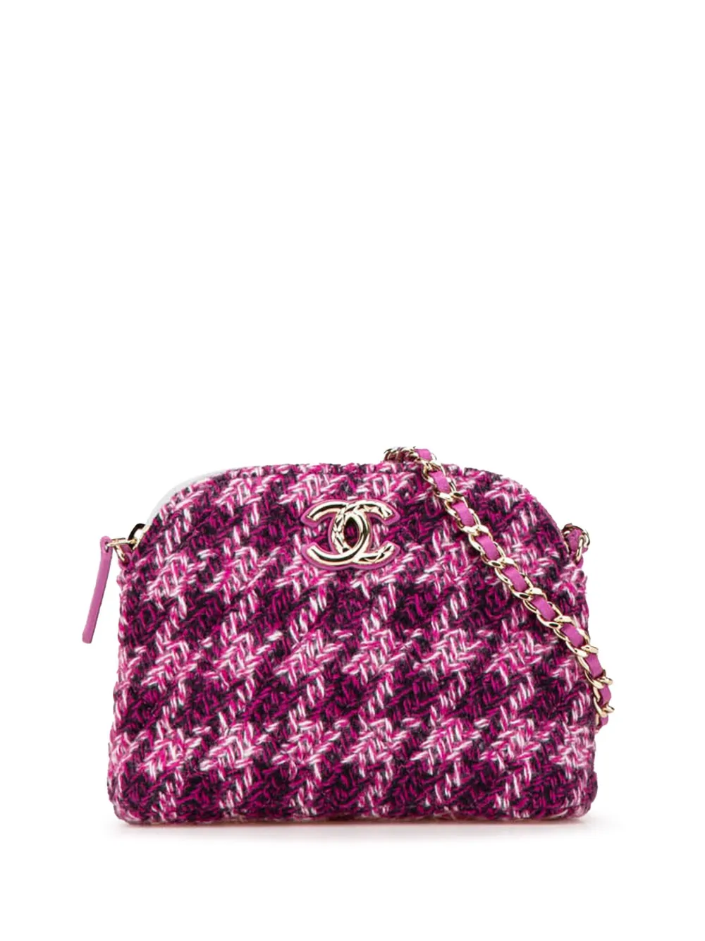 CHANEL Pre-Owned 2021-2024 Tweed Houndstooth Clutch On Chain crossbody bag | Pink | Image 1