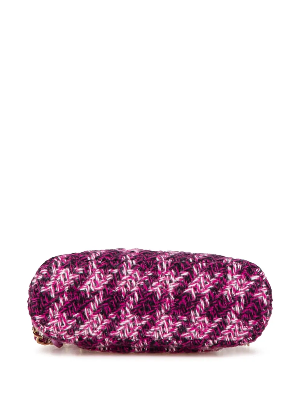 Pre-owned Chanel 2021-2024 Tweed Houndstooth Clutch On Chain Crossbody Bag In Pink