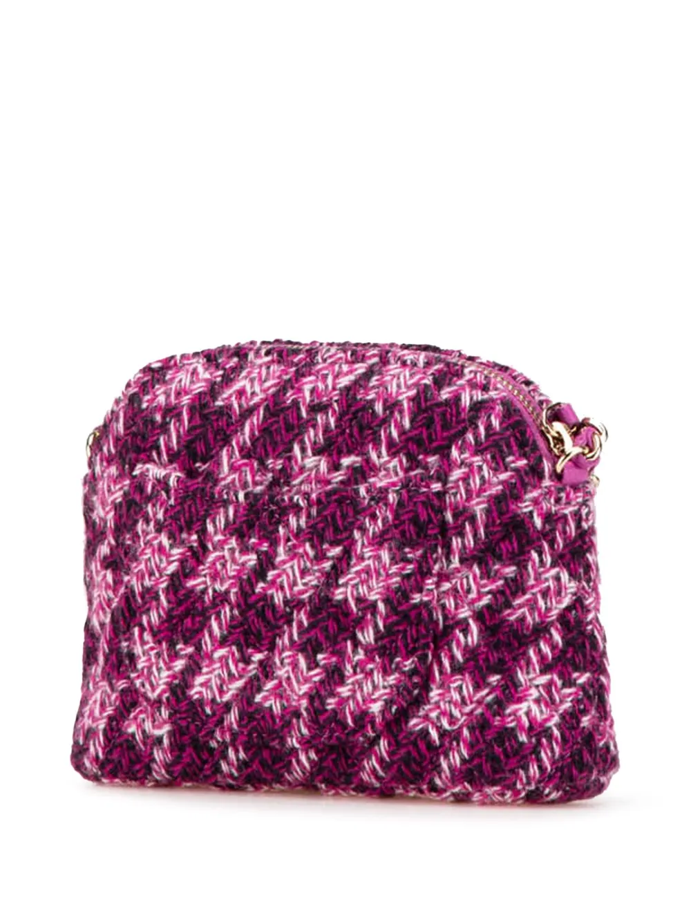 CHANEL Pre-Owned 2021-2024 Tweed Clutch On Chain crossbodytas met pied-de-poule print - Roze