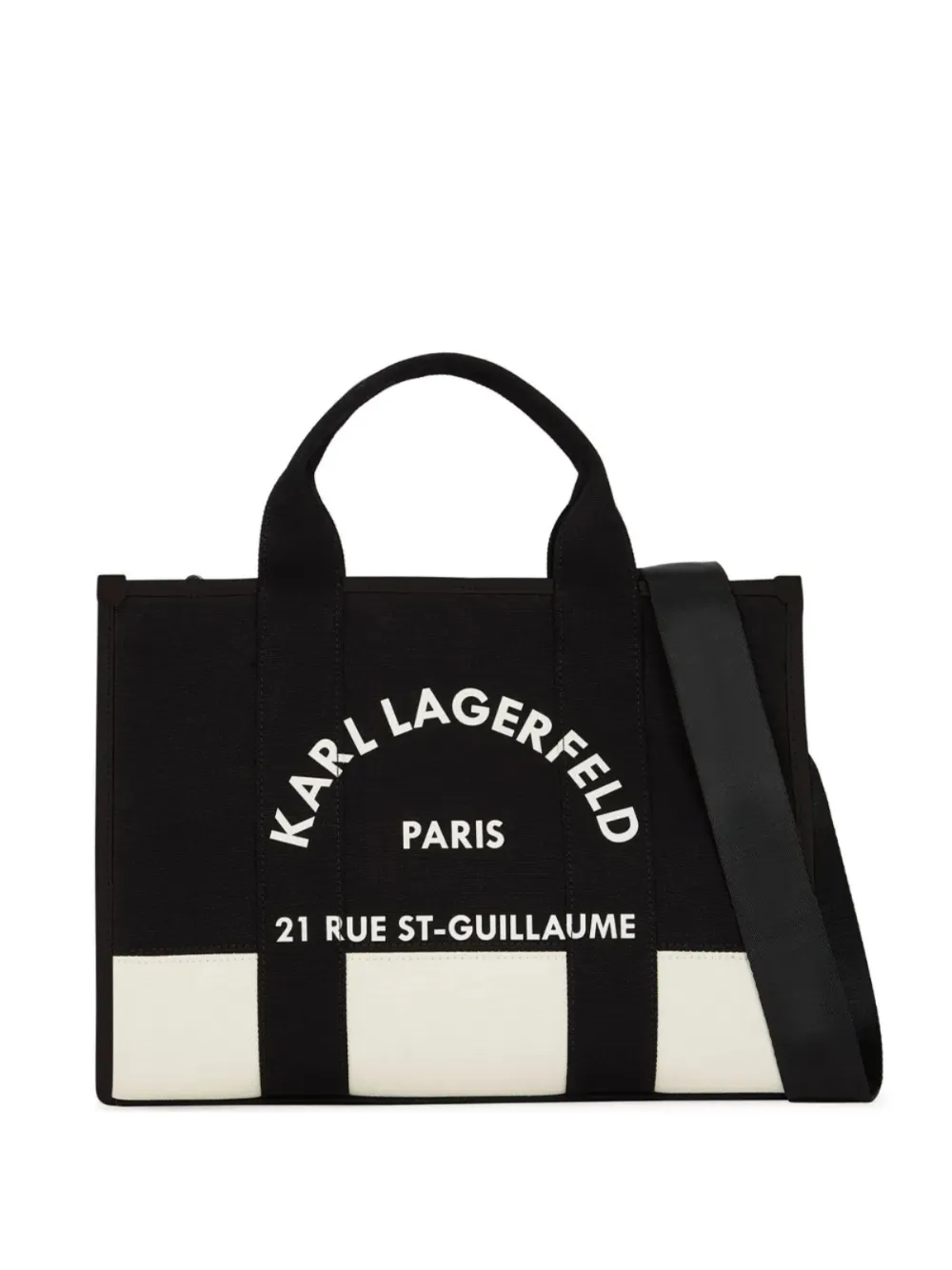Karl Lagerfeld Rue St-Guillaume canvas tote bag | Black | Image 1