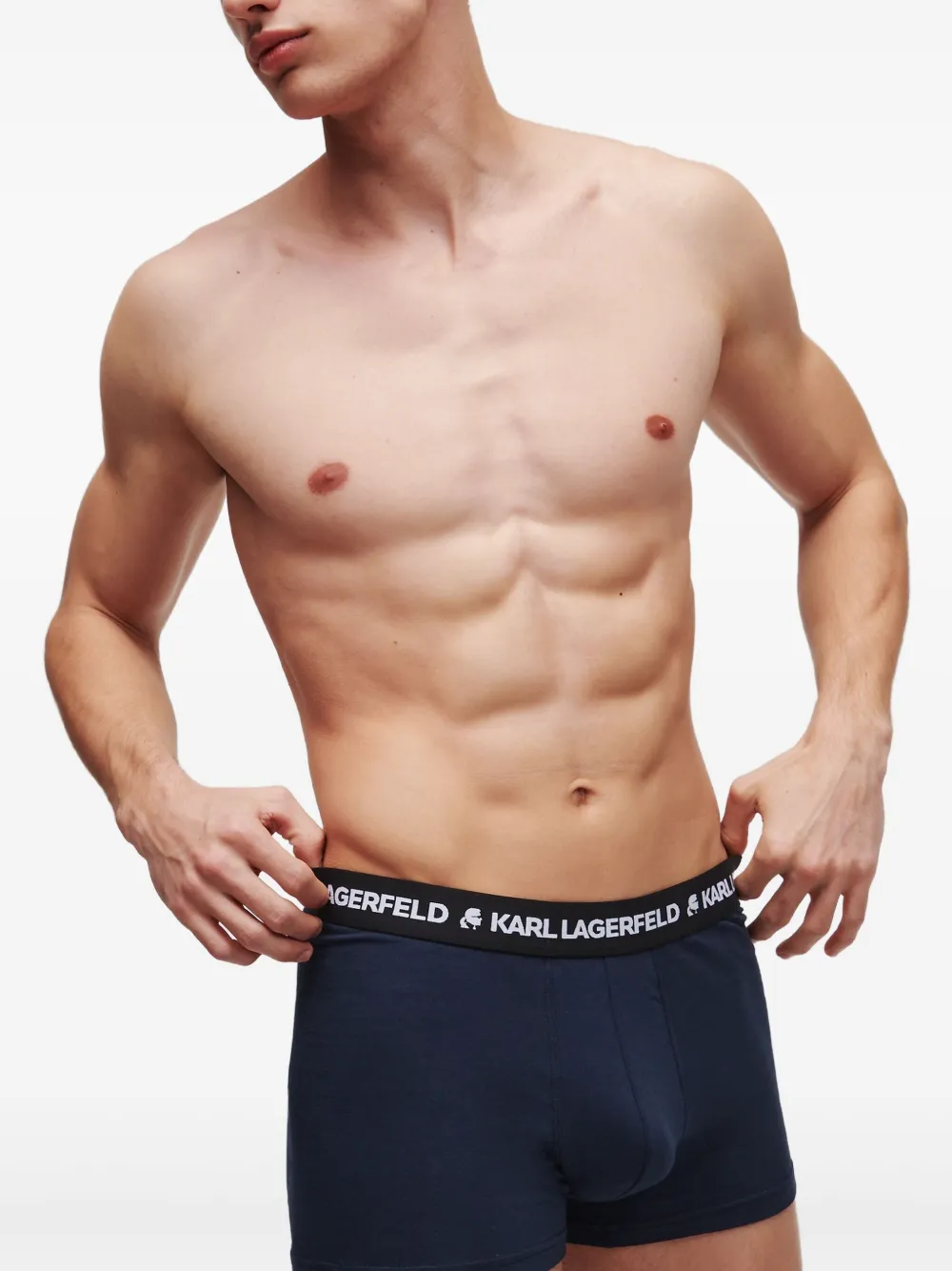 Karl Lagerfeld Drie boxershorts met logoband Blauw