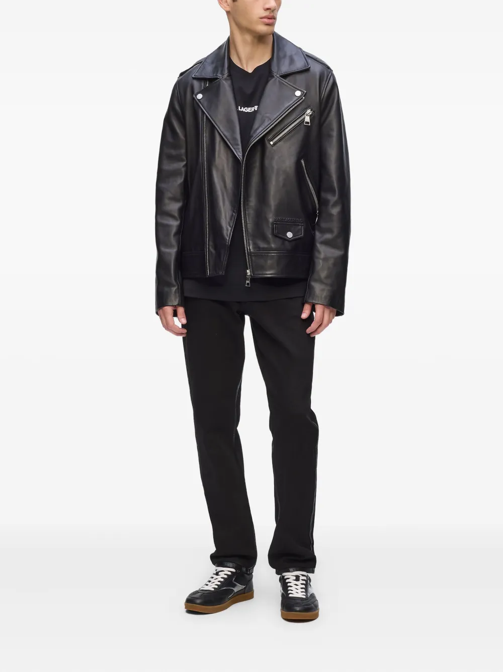 Karl Lagerfeld Essential leren jack Zwart