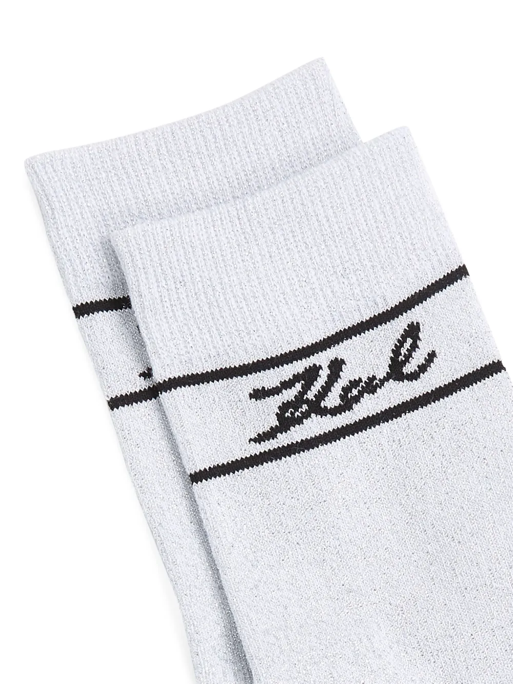 Karl Lagerfeld Twe paar Signature lurex sokken Wit