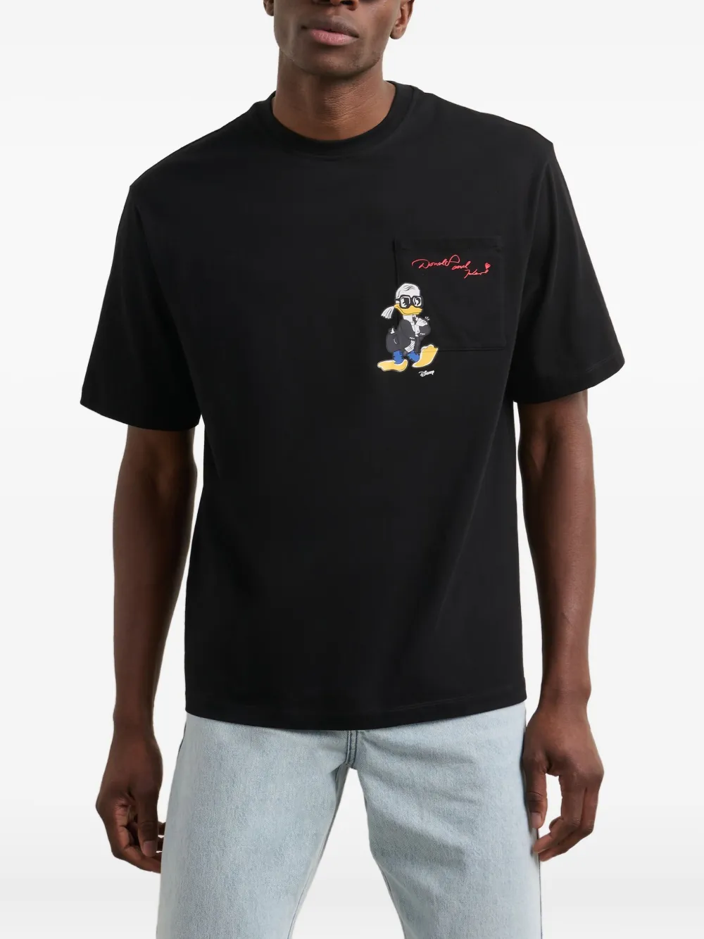 Karl Lagerfeld x Disney T-shirt van biologisch katoen Zwart