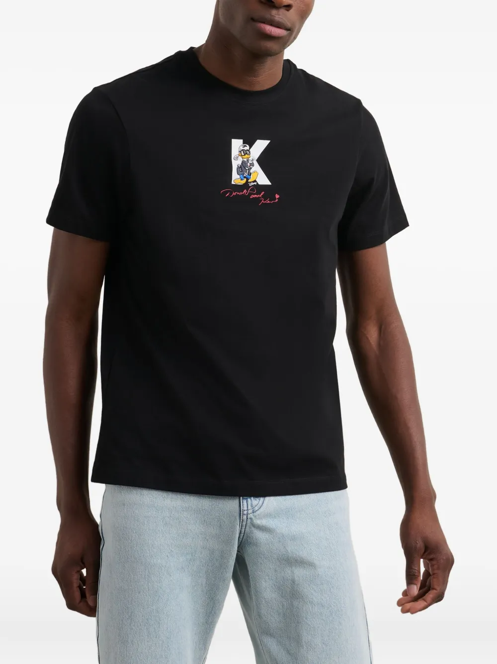Karl Lagerfeld x Disney T-shirt van biologisch katoen Zwart