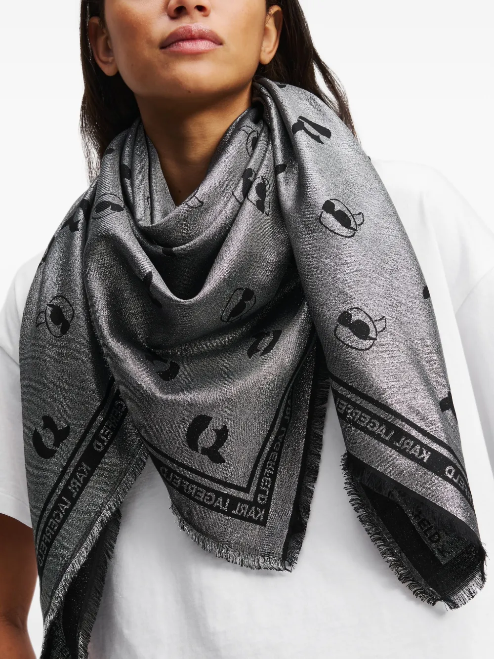 Karl Lagerfeld Sjaal met jacquard Zwart