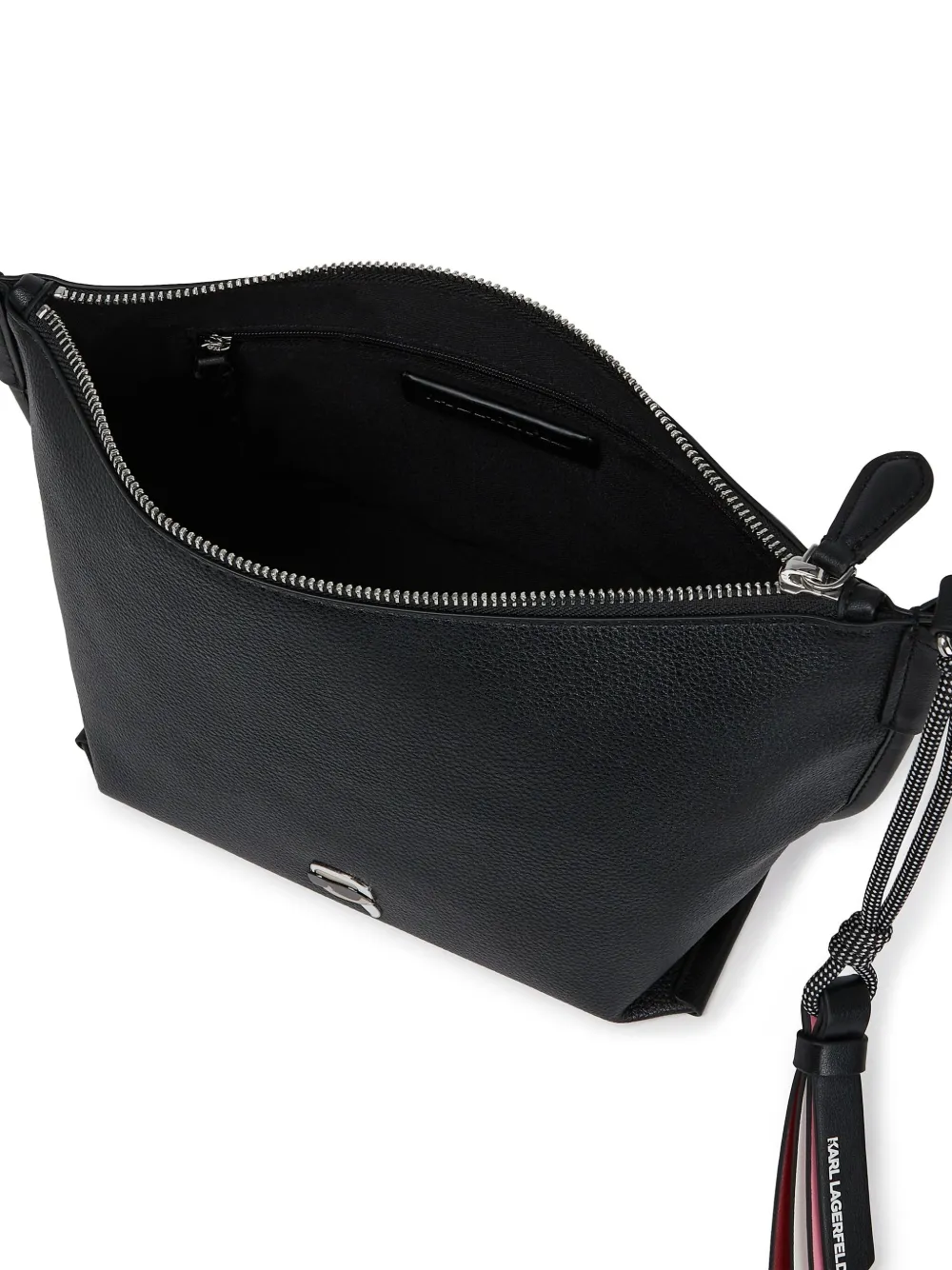 Karl Lagerfeld Ikon Pin leren crossbodytas met textuur Zwart