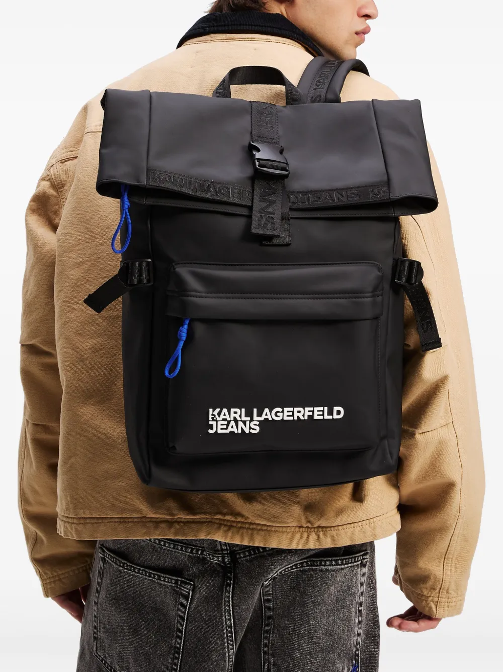 Karl Lagerfeld Jeans KLJ rugzak met roltop Zwart