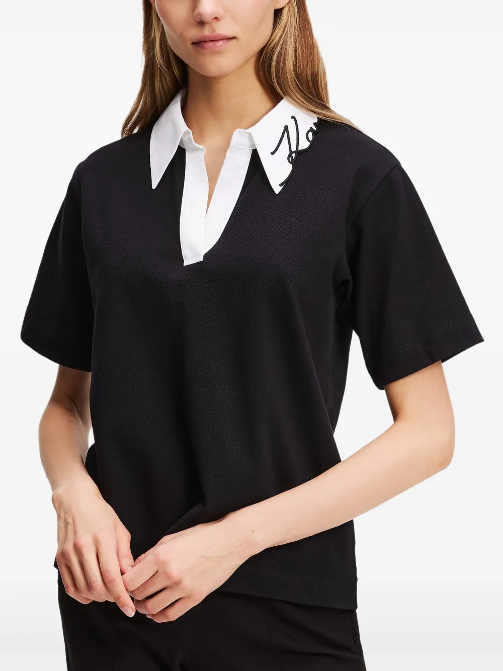 Karl Lagerfeld Polotop van biologisch katoen Zwart