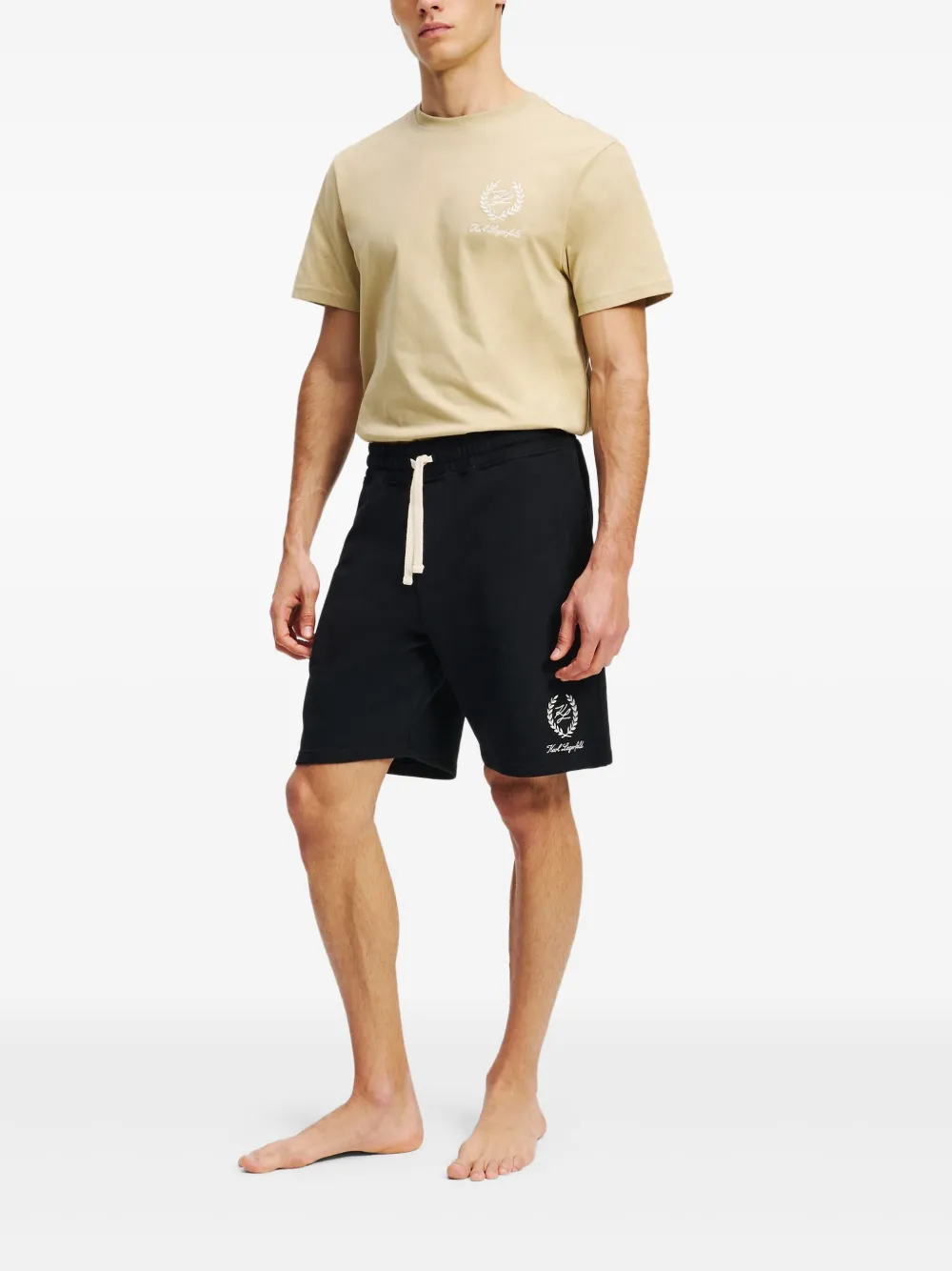 Karl Lagerfeld Shorts met geborduurd logo Zwart
