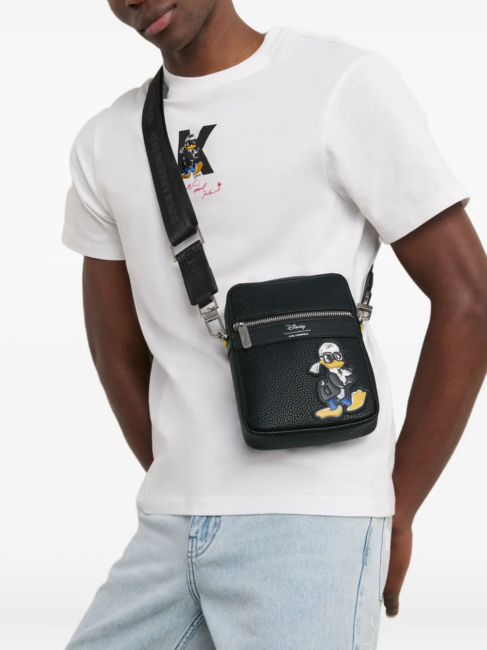Karl Lagerfeld x Disney logo-patch crossbody bag - Zwart
