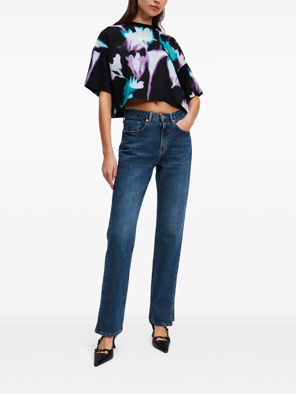 karllagerfeldjeans Karl Lagerfeld Jeans High waist straight jeans - Blauw