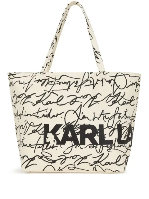 Karl Lagerfeld K/Essential autograph-print tote bag