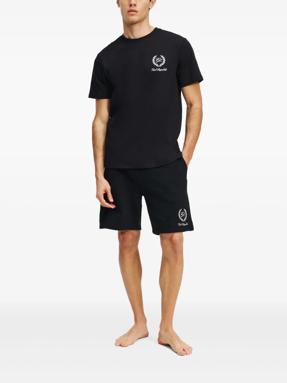 Karl Lagerfeld T-shirt met geborduurd logo Zwart