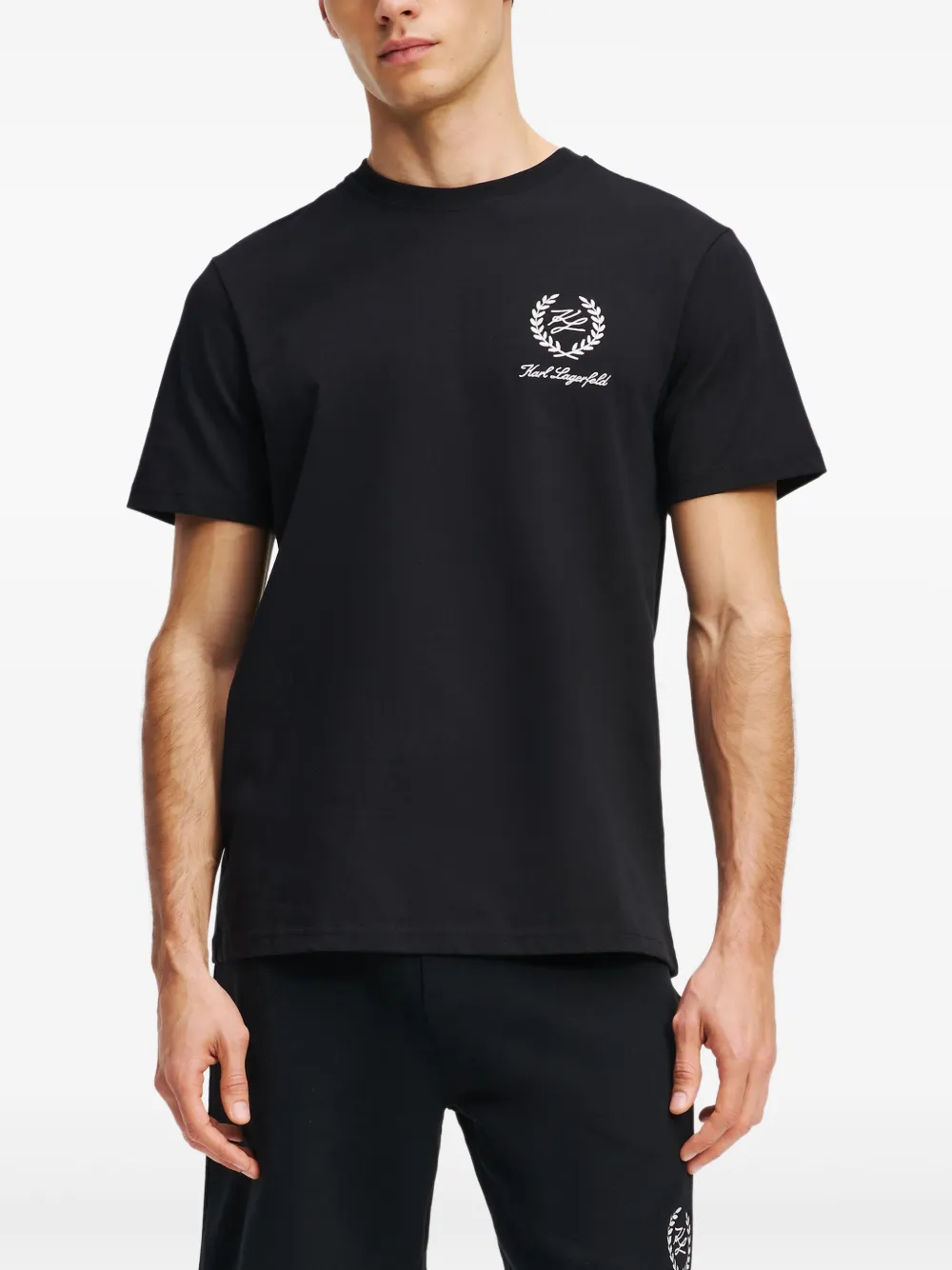 Karl Lagerfeld T-shirt met geborduurd logo Zwart