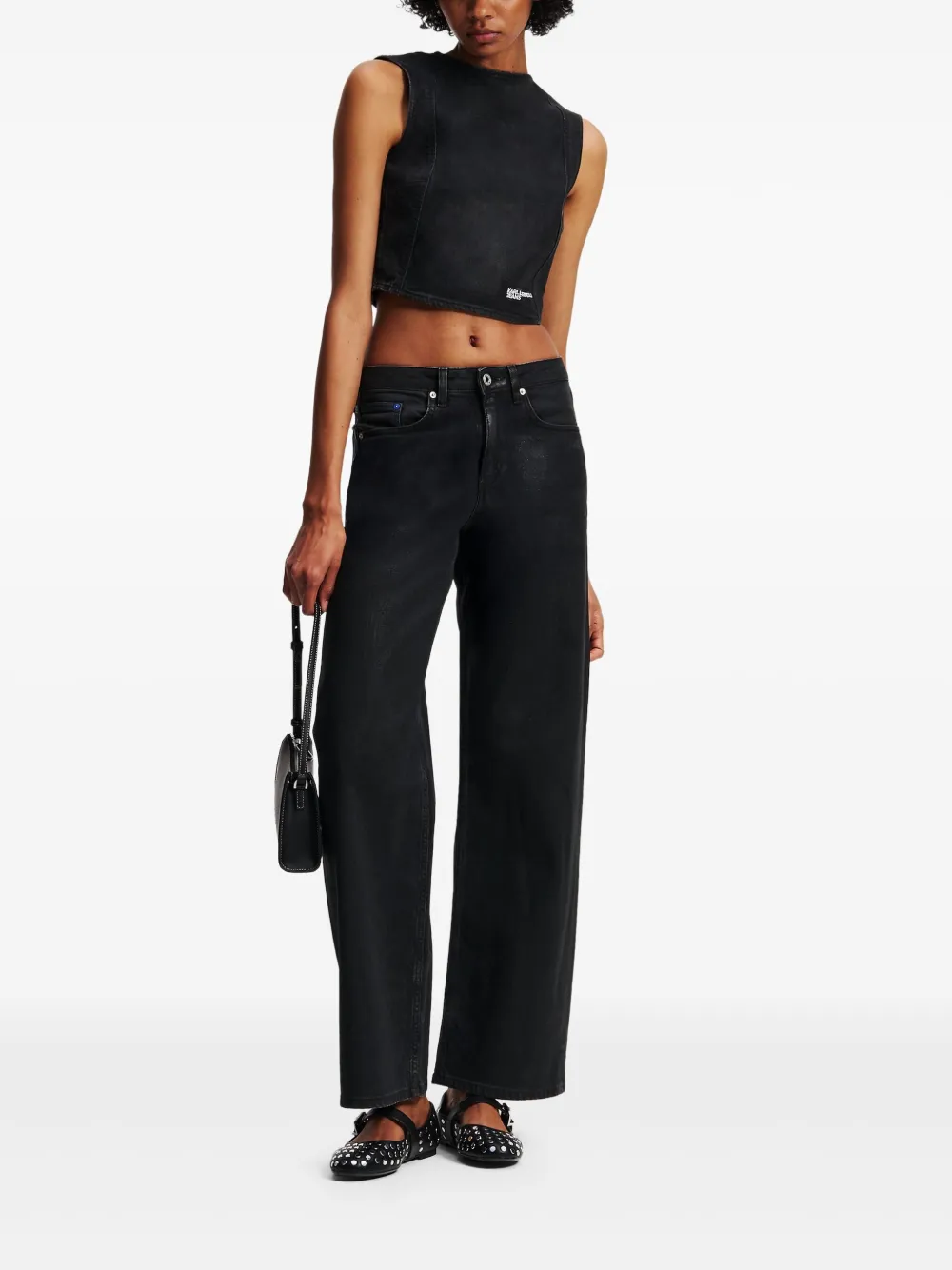 Karl Lagerfeld Jeans Gecoate denim blouse - Zwart