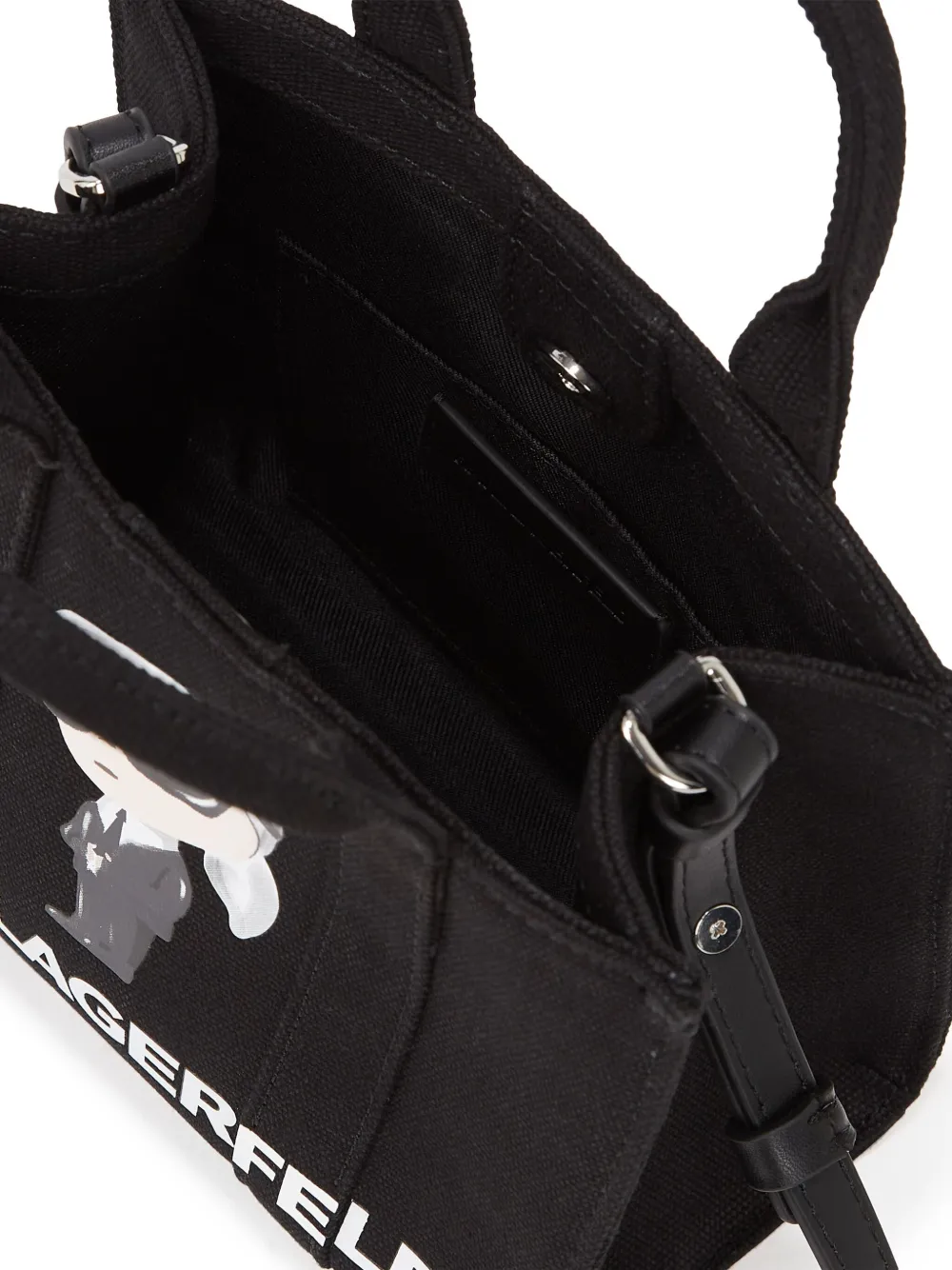 Karl Lagerfeld Ikon Aquarelle Canvas Tote Bag In Black