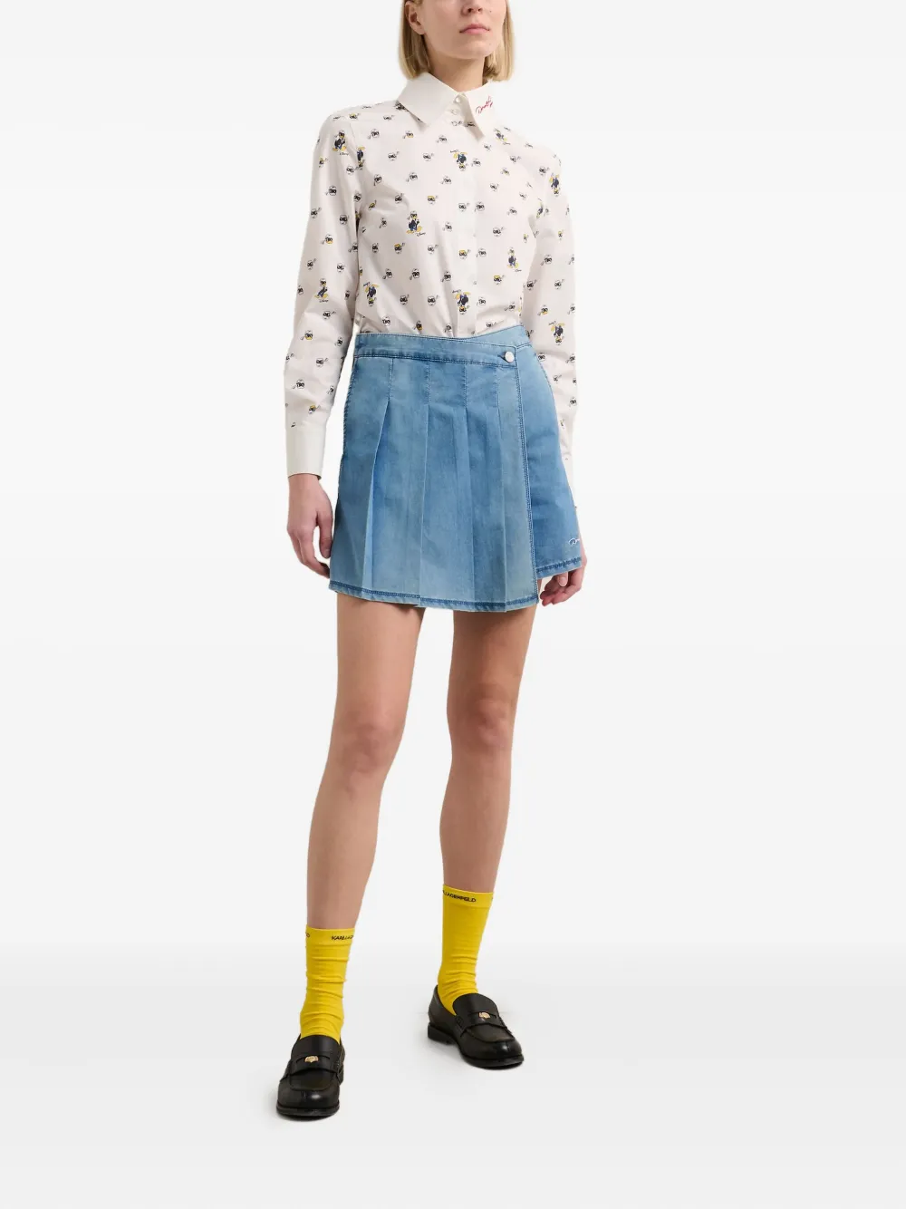 Karl Lagerfeld x Disney geplooide denim skort Blauw