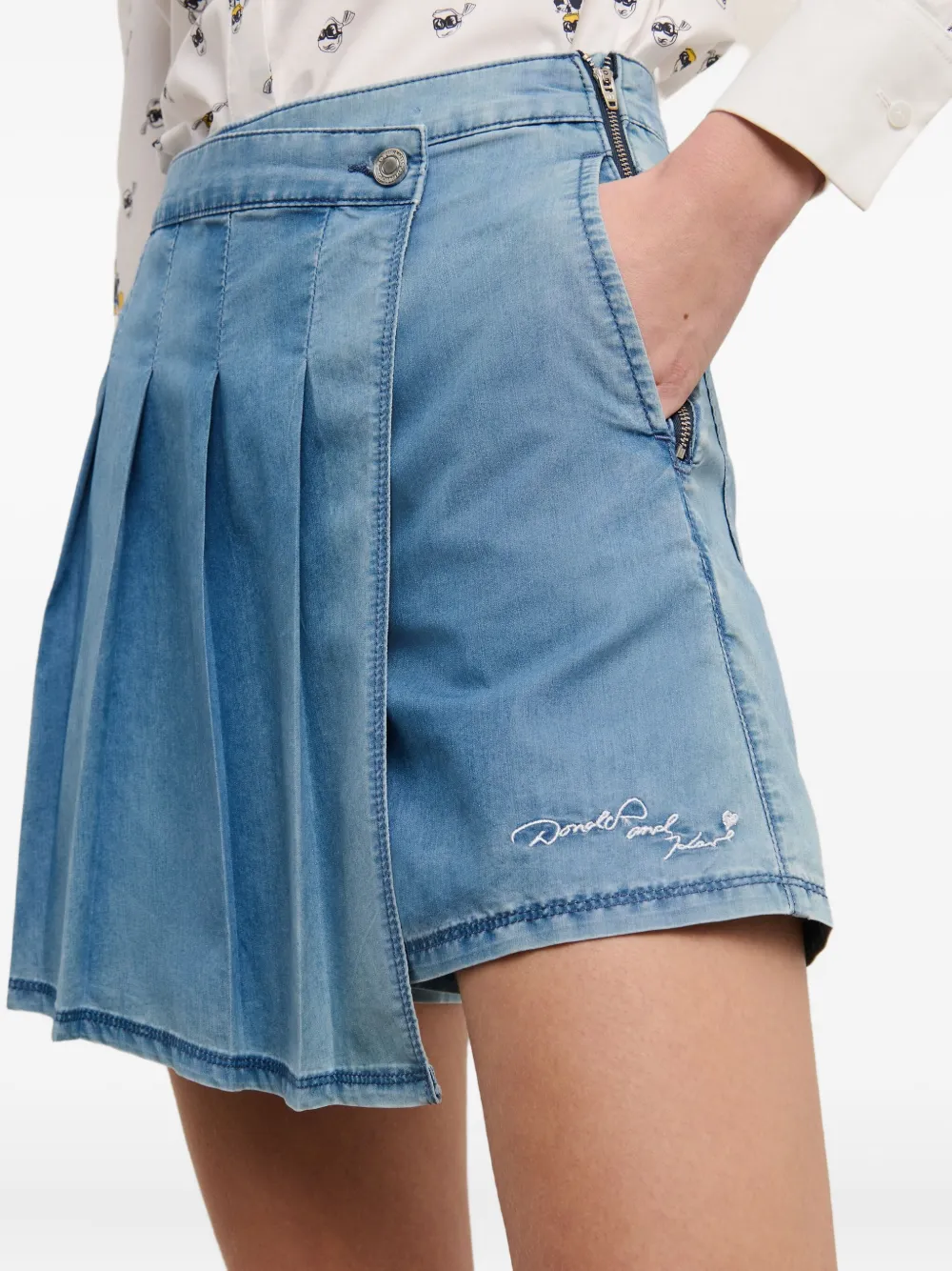 Karl Lagerfeld x Disney geplooide denim skort Blauw