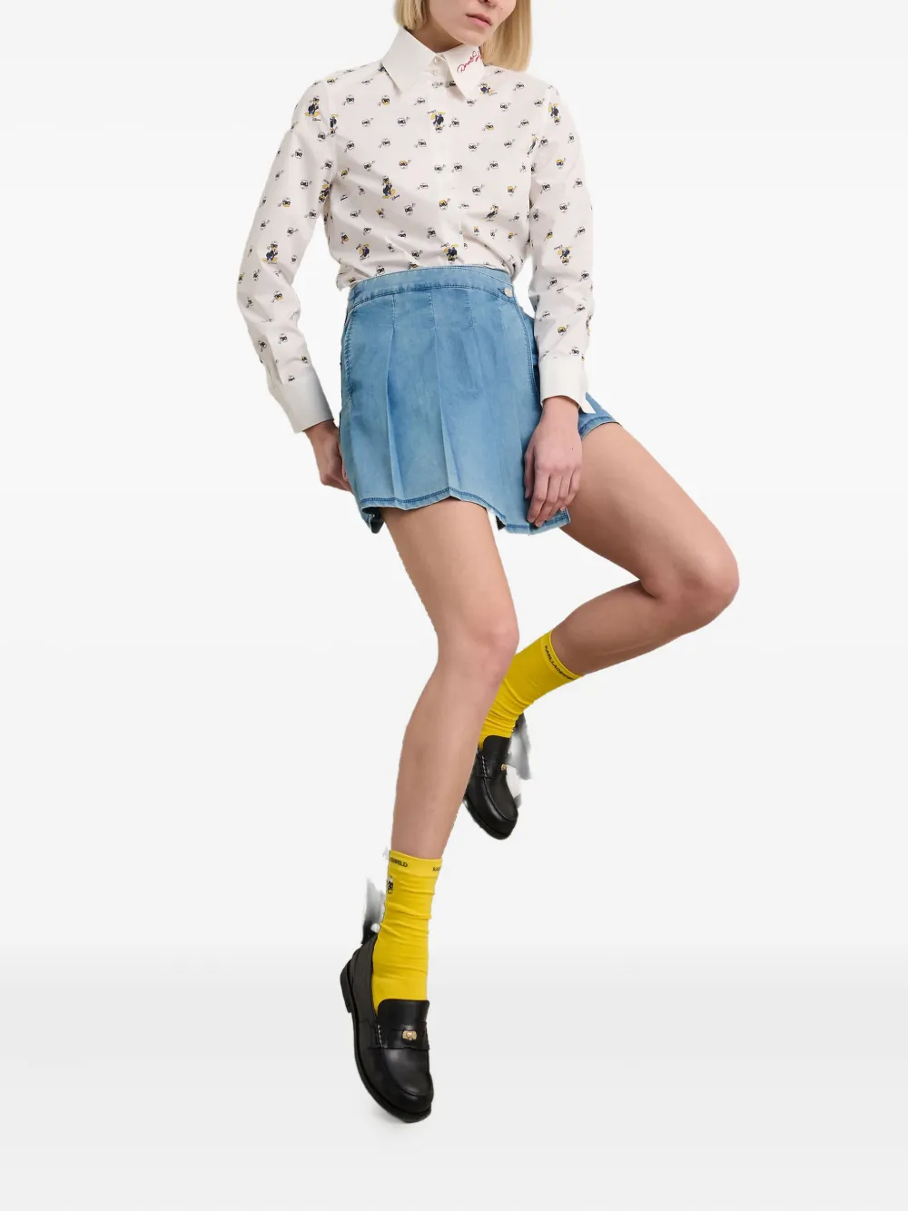 Karl Lagerfeld x Disney geplooide denim skort Blauw