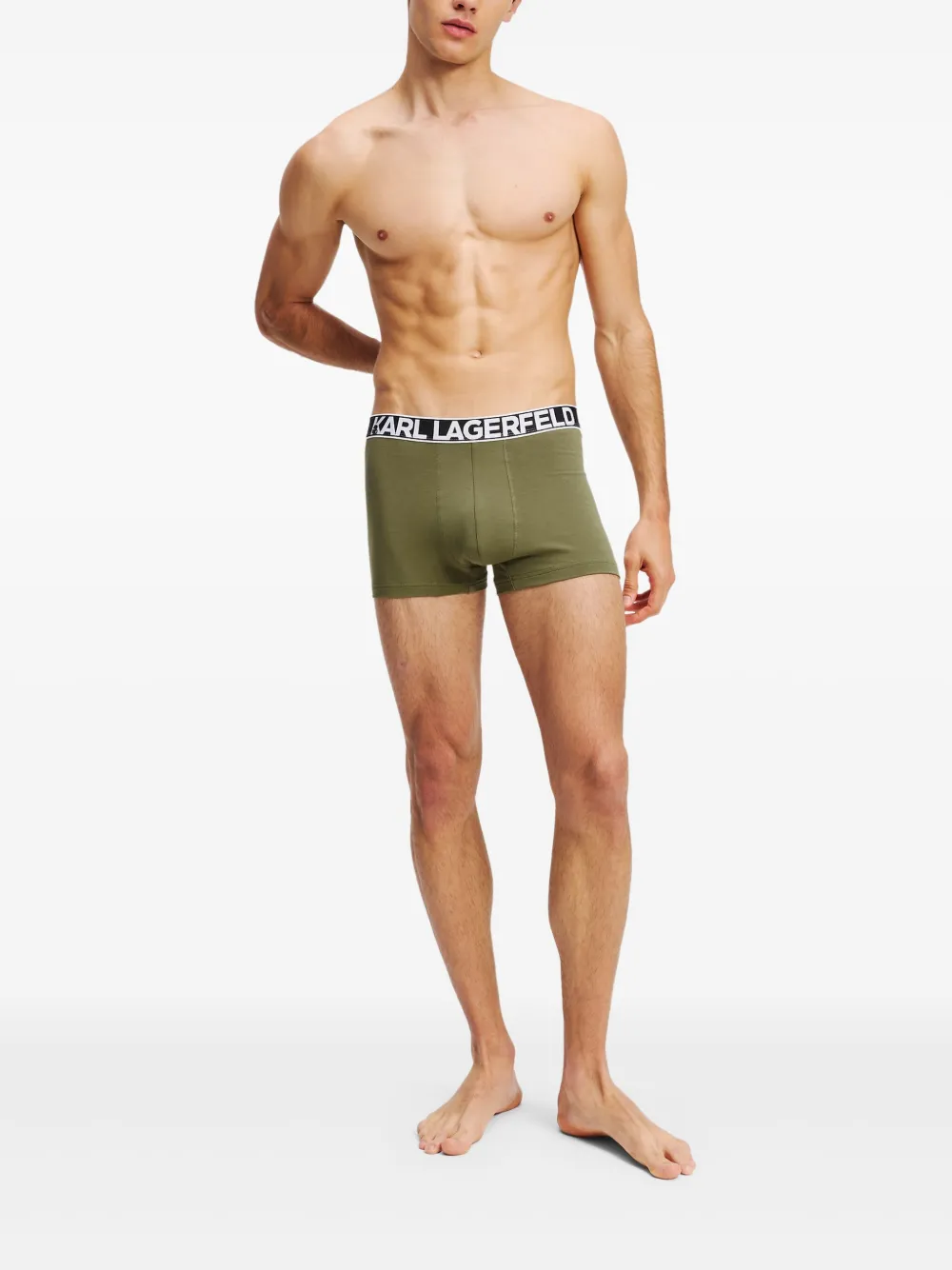 Karl Lagerfeld Drie boxershorts met logoband Groen