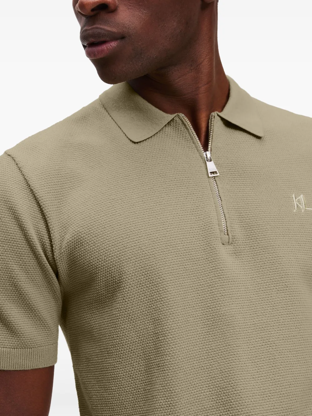 Karl Lagerfeld Poloshirt met halve rits Beige