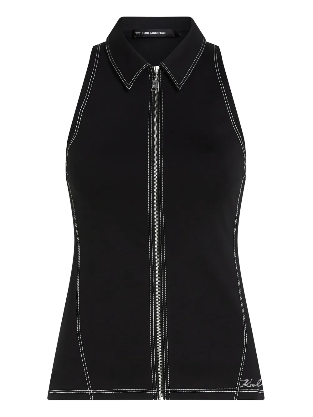 Karl Lagerfeld Mouwloze top met contrasterende stiksels Zwart