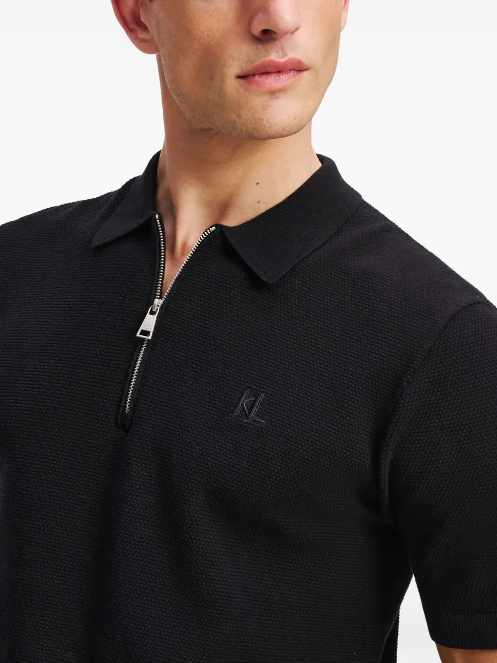 Karl Lagerfeld Poloshirt met rits Zwart