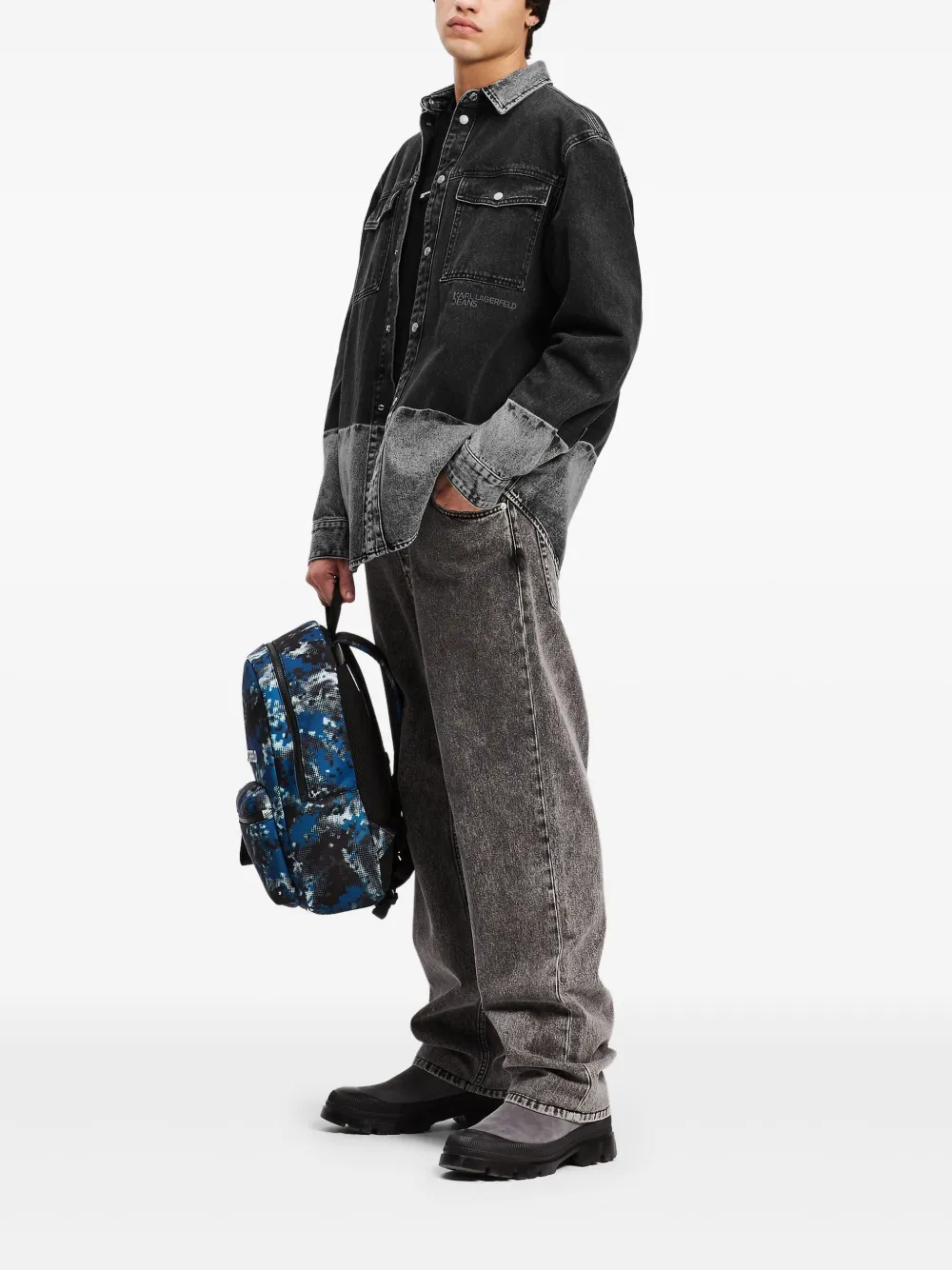 Karl Lagerfeld Jeans Overhemd met ombré-effect - Zwart