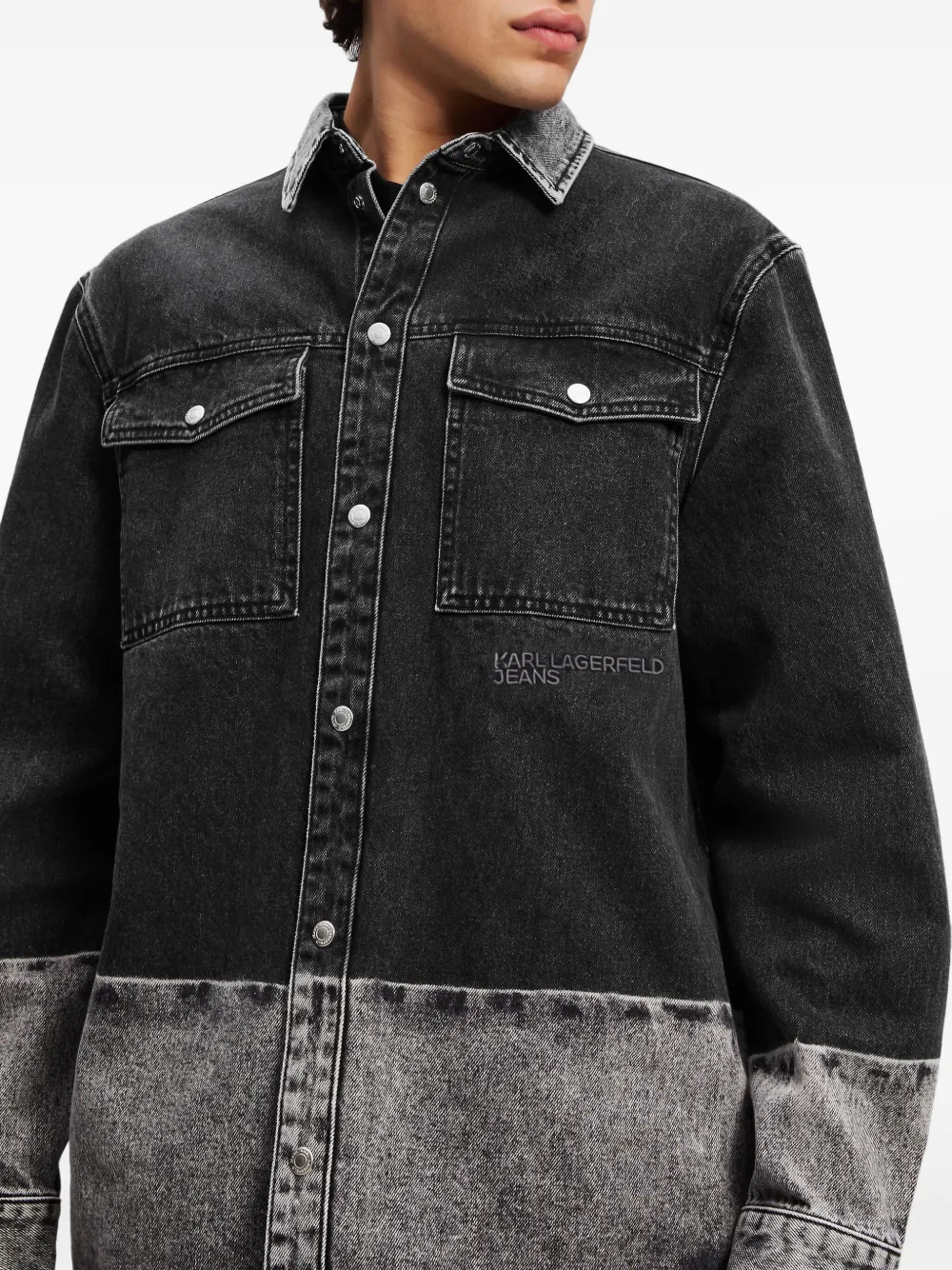 Karl Lagerfeld Jeans Overhemd met ombré-effect Zwart
