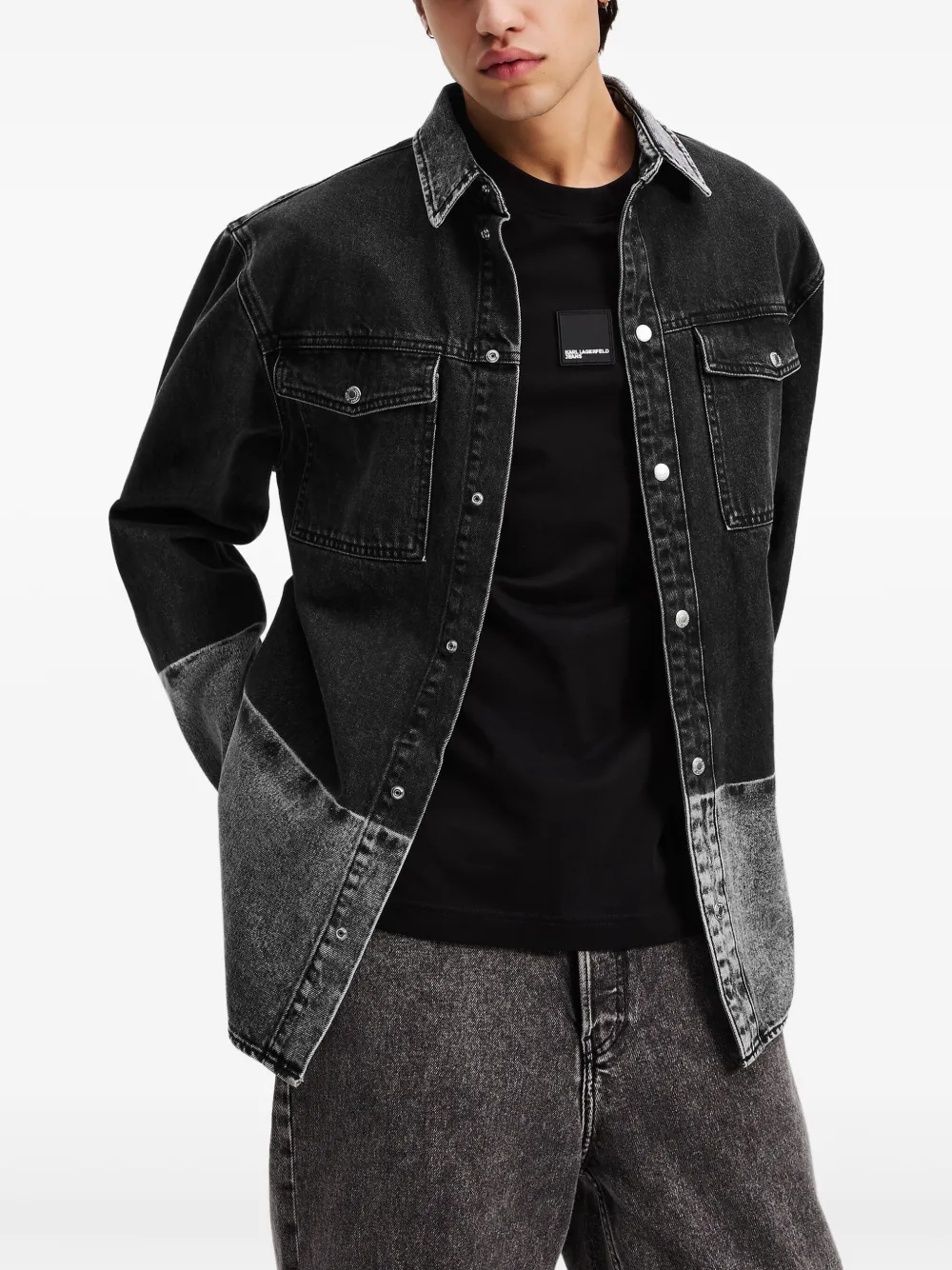 Karl Lagerfeld Jeans Overhemd met ombré-effect Zwart