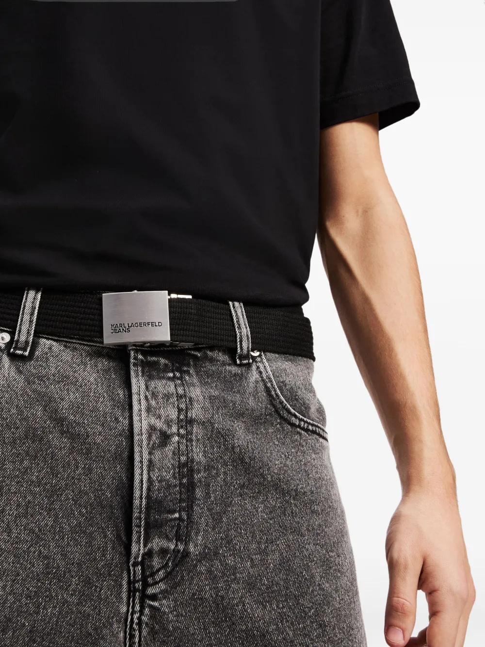 Karl Lagerfeld Jeans Gespriem met gegraveerd logo Zwart