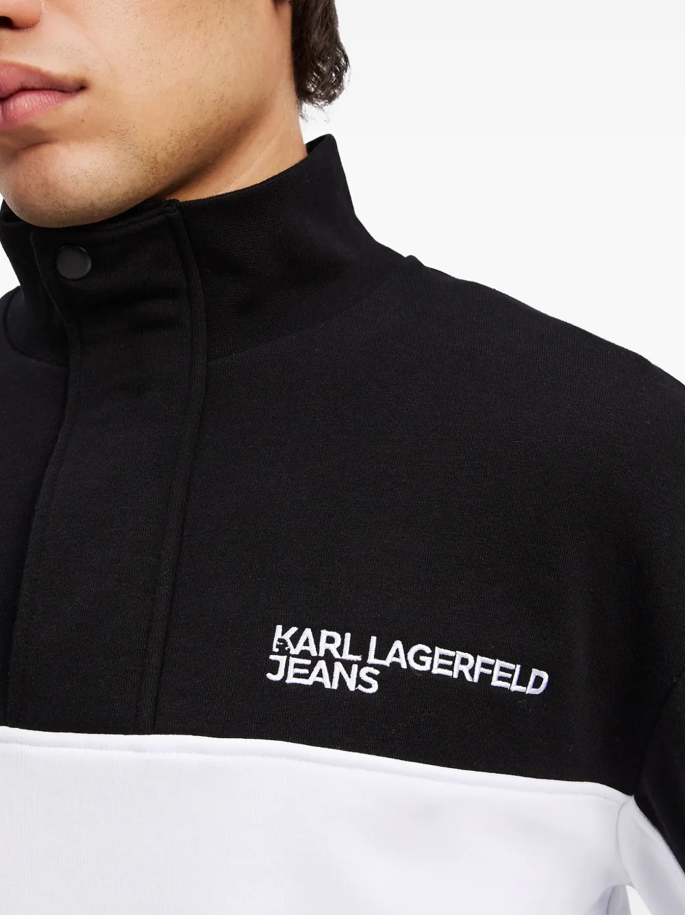 Karl Lagerfeld Jeans Sweater met halve rits en colourblocking Zwart